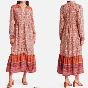 Nordstrom Mila Mae NWT Floral Midi Dress Small Cottage Core Boho Prairie Core